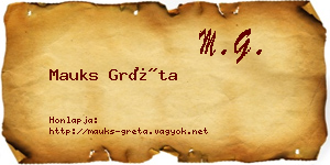 Mauks Gréta névjegykártya